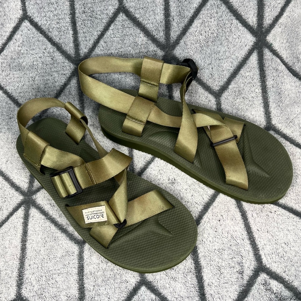 Suicoke Olive Green Ripstop Chunky Open Toe Sandals